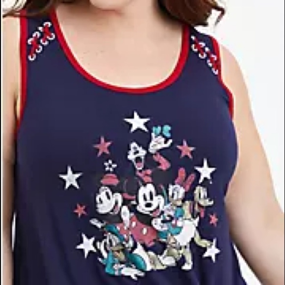 BNWT TORRID DISNEY MICKEY & FRIENDS LACE-UP TANK - Picture 3 of 10